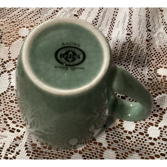 Set of 2 BIA Cordon Bleu Coffee Mugs Cups Ancien Green Crackle Glaze - Picture 11 of 11